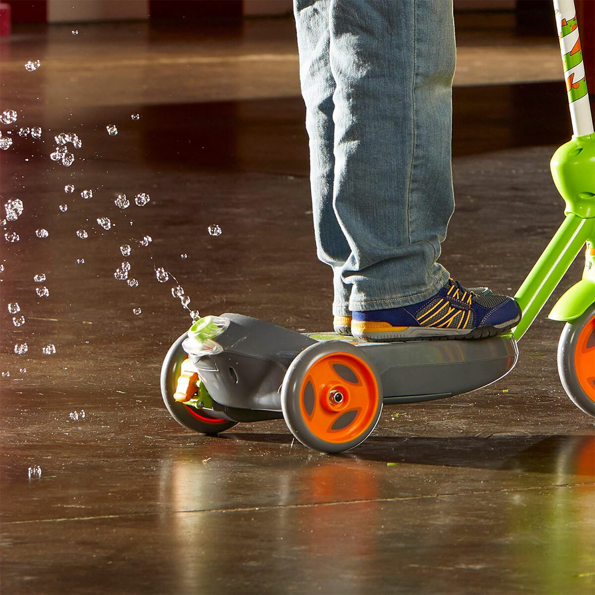 Dragon scooter with bubbles coming out of the back