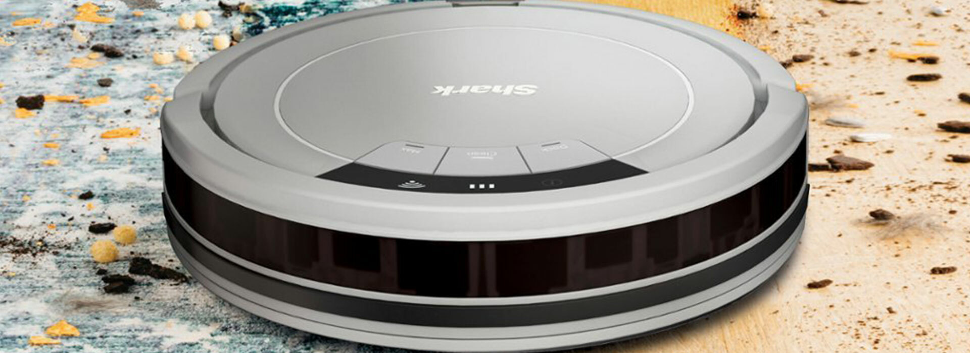 Cordless vacuum cleaning a messy floor