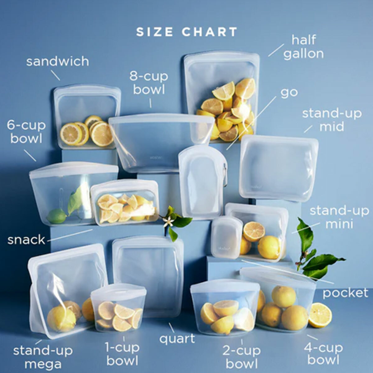 Stasher storage bags: multiple sizes to choose from.