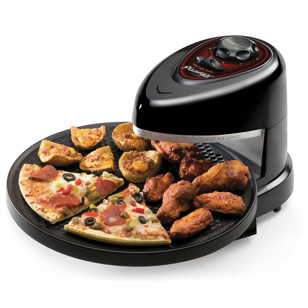 PIzza pizzaz with frozen snacks on rotator.