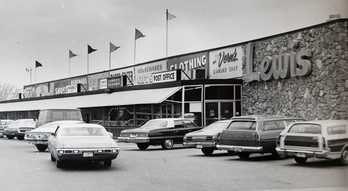 The front of an old Lewis store.