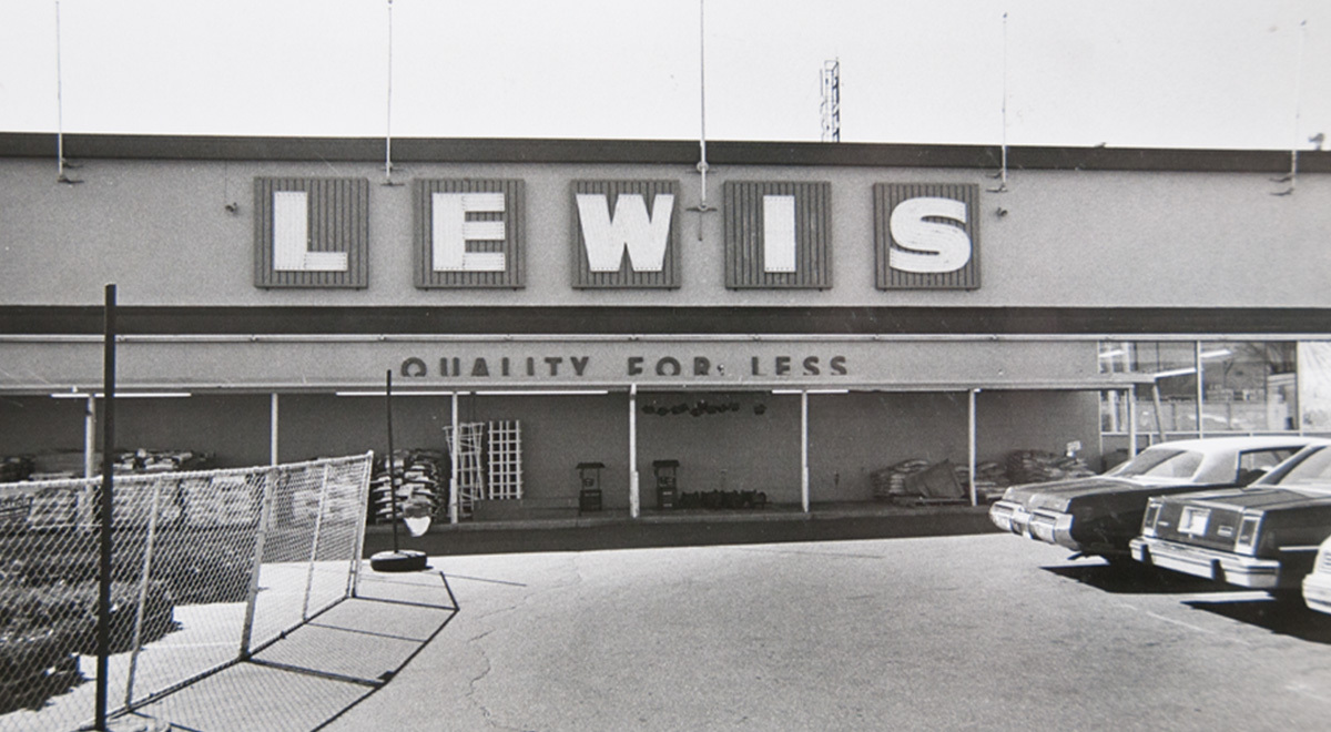 The front of an old Lewis store.